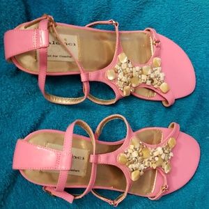 Valencia pink sandals with stones size 9W.